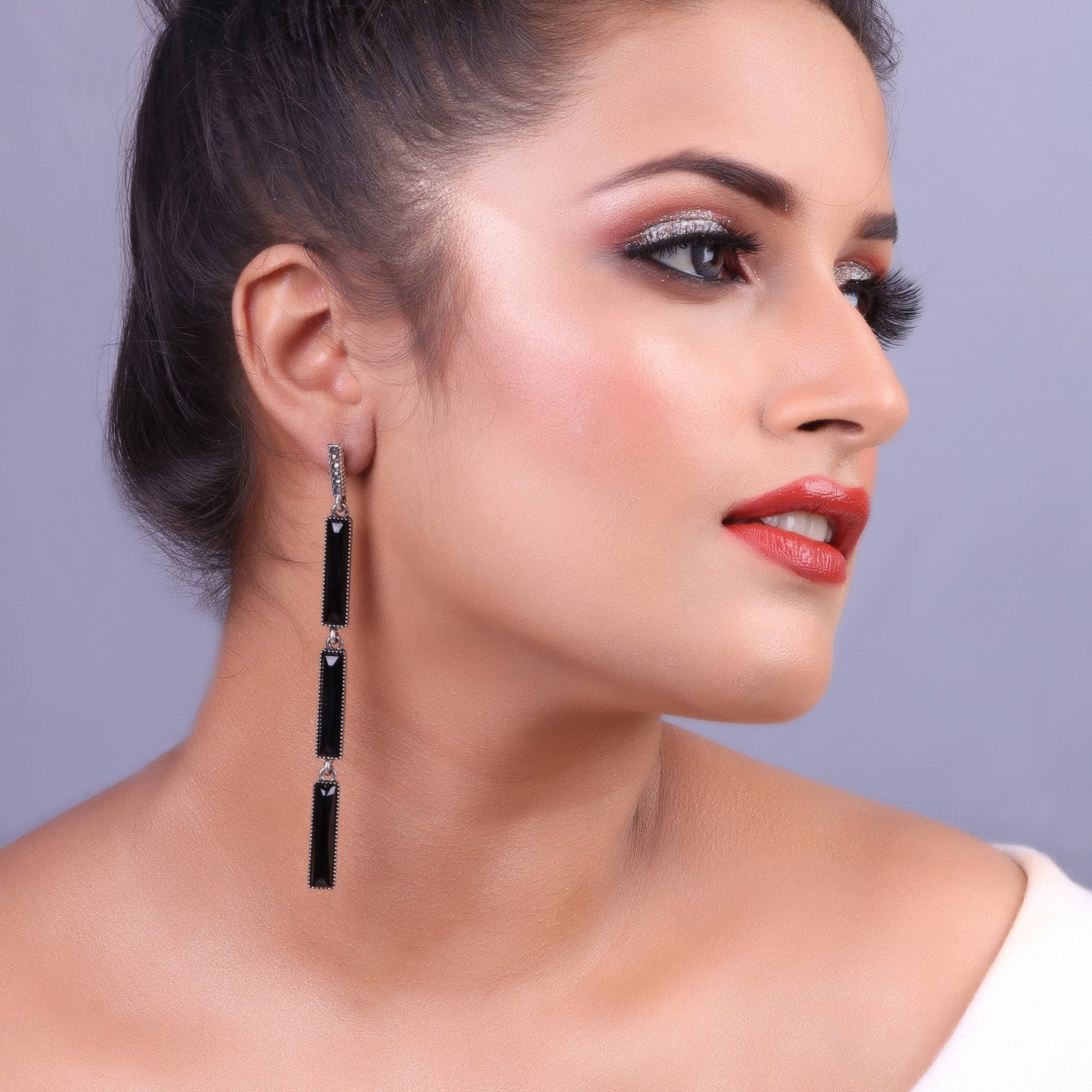 Etch Line- Stone studded Dangler Earrings