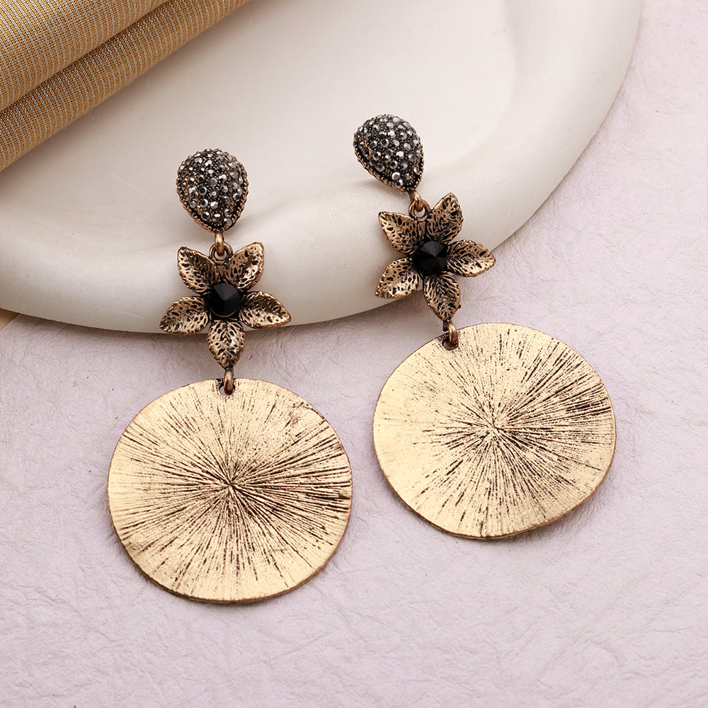 Meadow Etch- Metallic dangler earrings