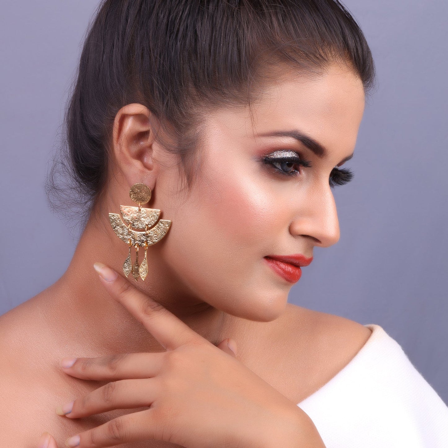 Golden Script- Golden dangler earrings