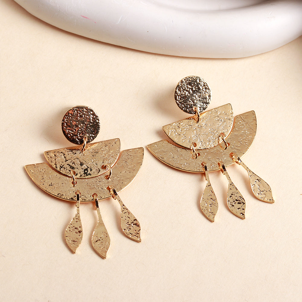 Golden Script- Golden dangler earrings