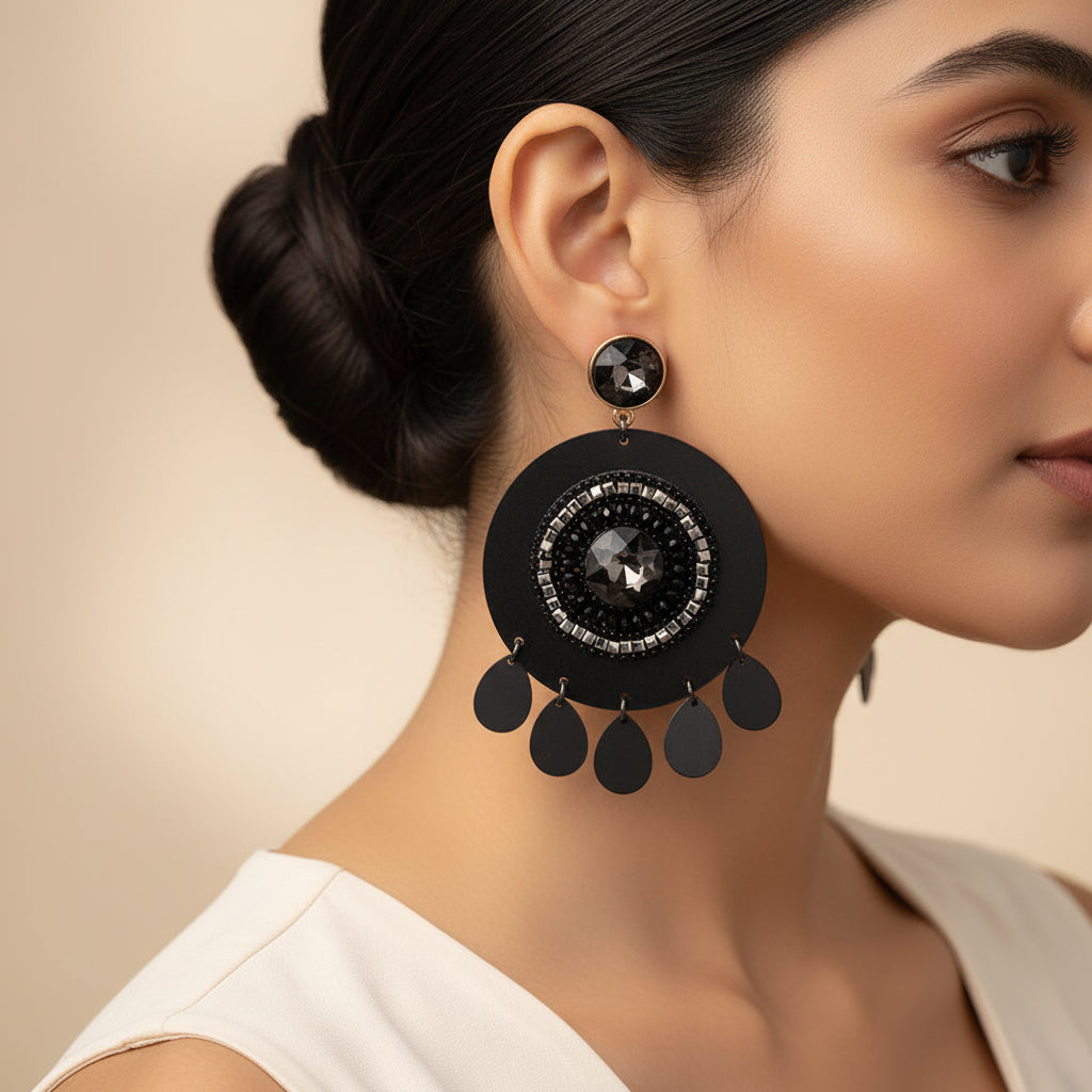 Shine Form- Stone studded dangler earrings