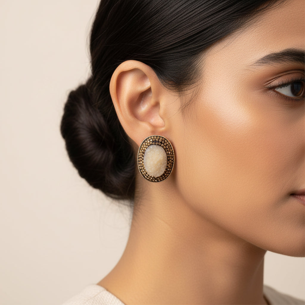 Ethereal Line- Stone studded stud earrings