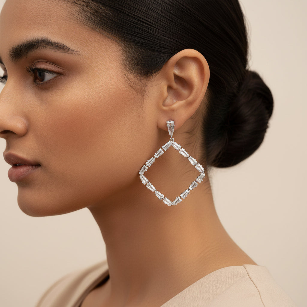 Aura Pattern- Stone studded dangler earrings