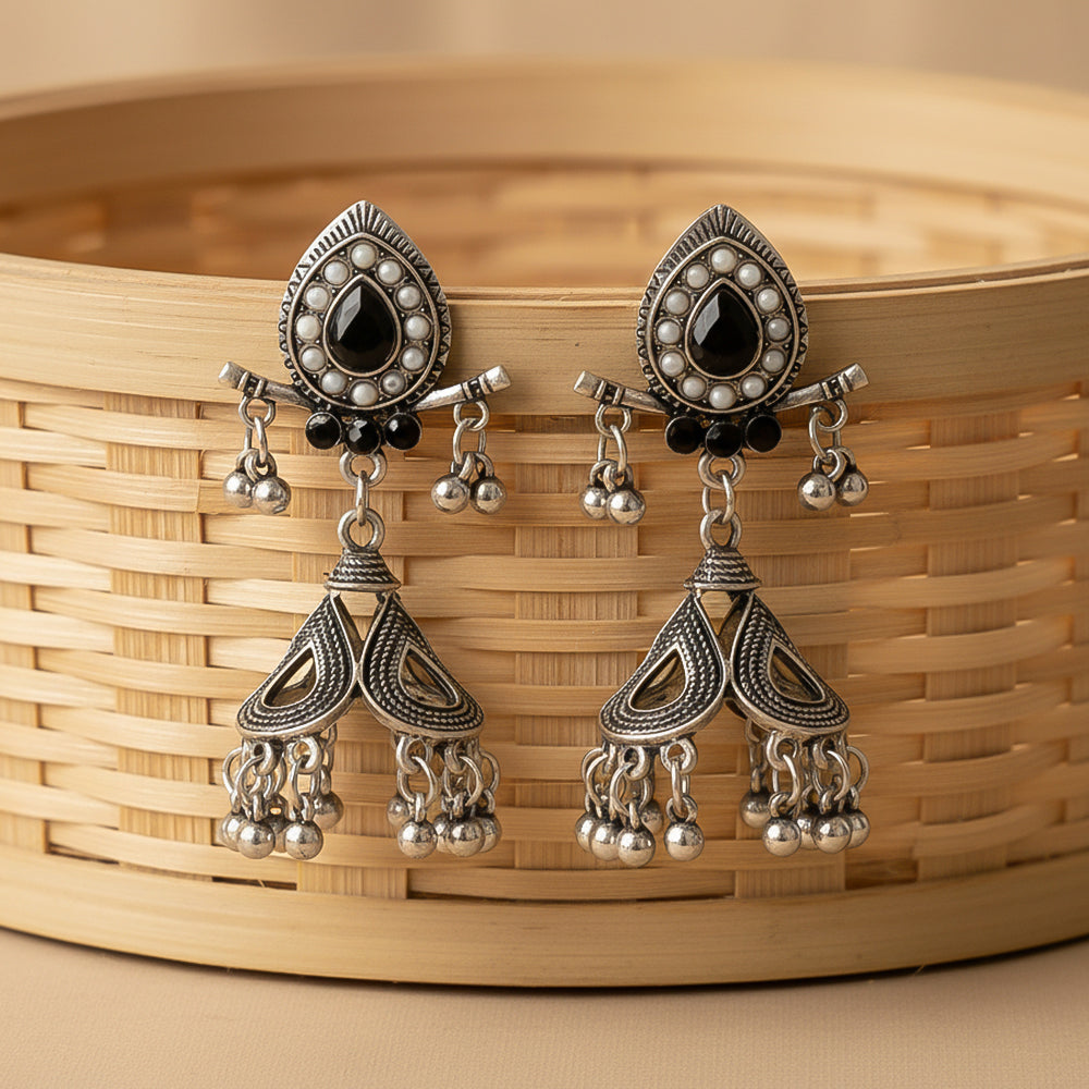 Radiant Thread- Stone studded dangler earrings