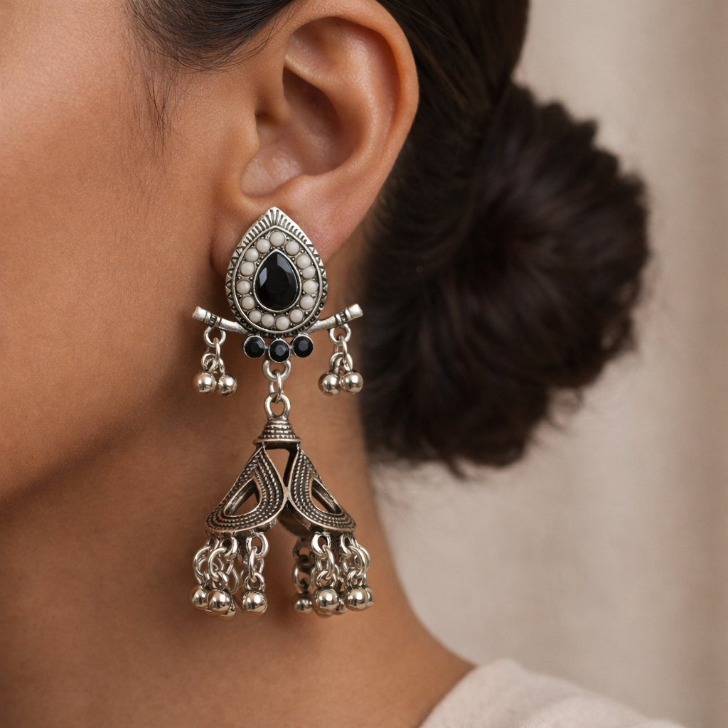 Radiant Thread- Stone studded dangler earrings