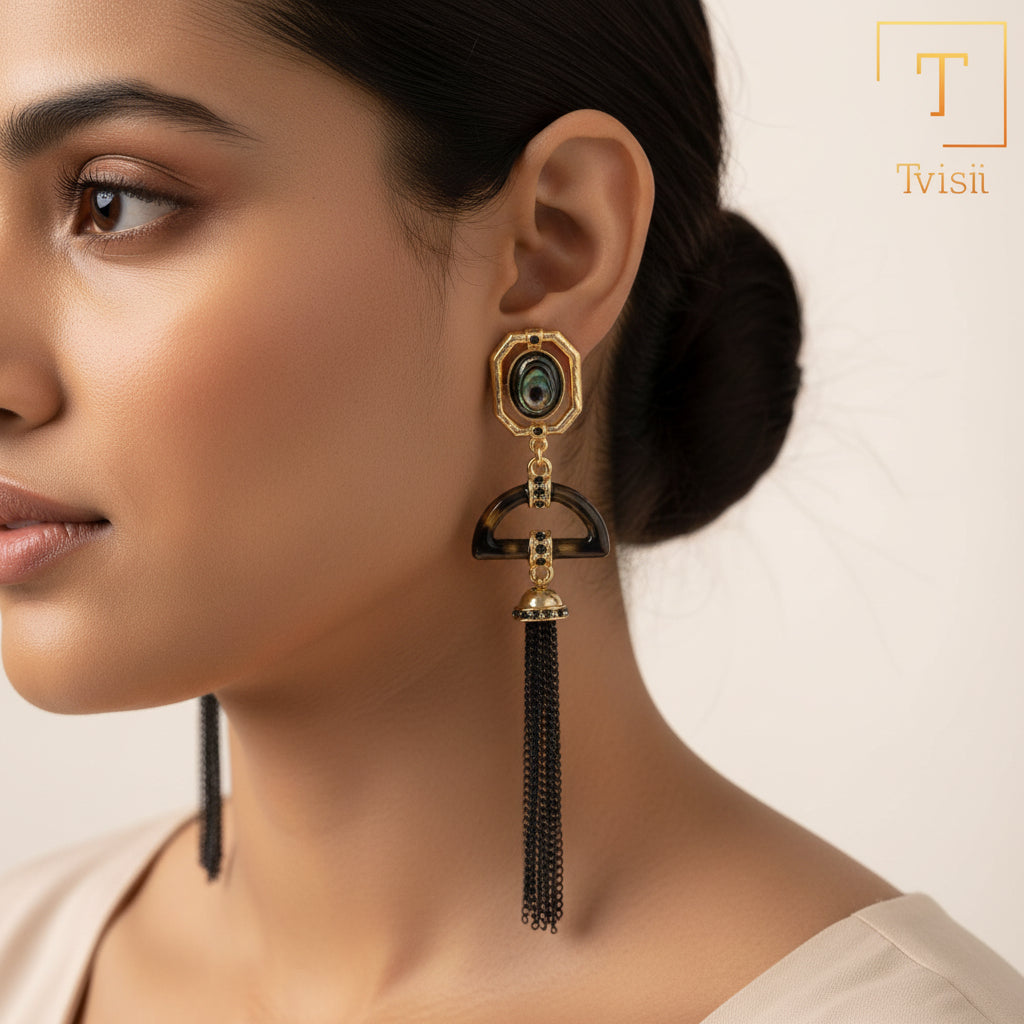 Lustre Pattern- Stone studded dangler earrings