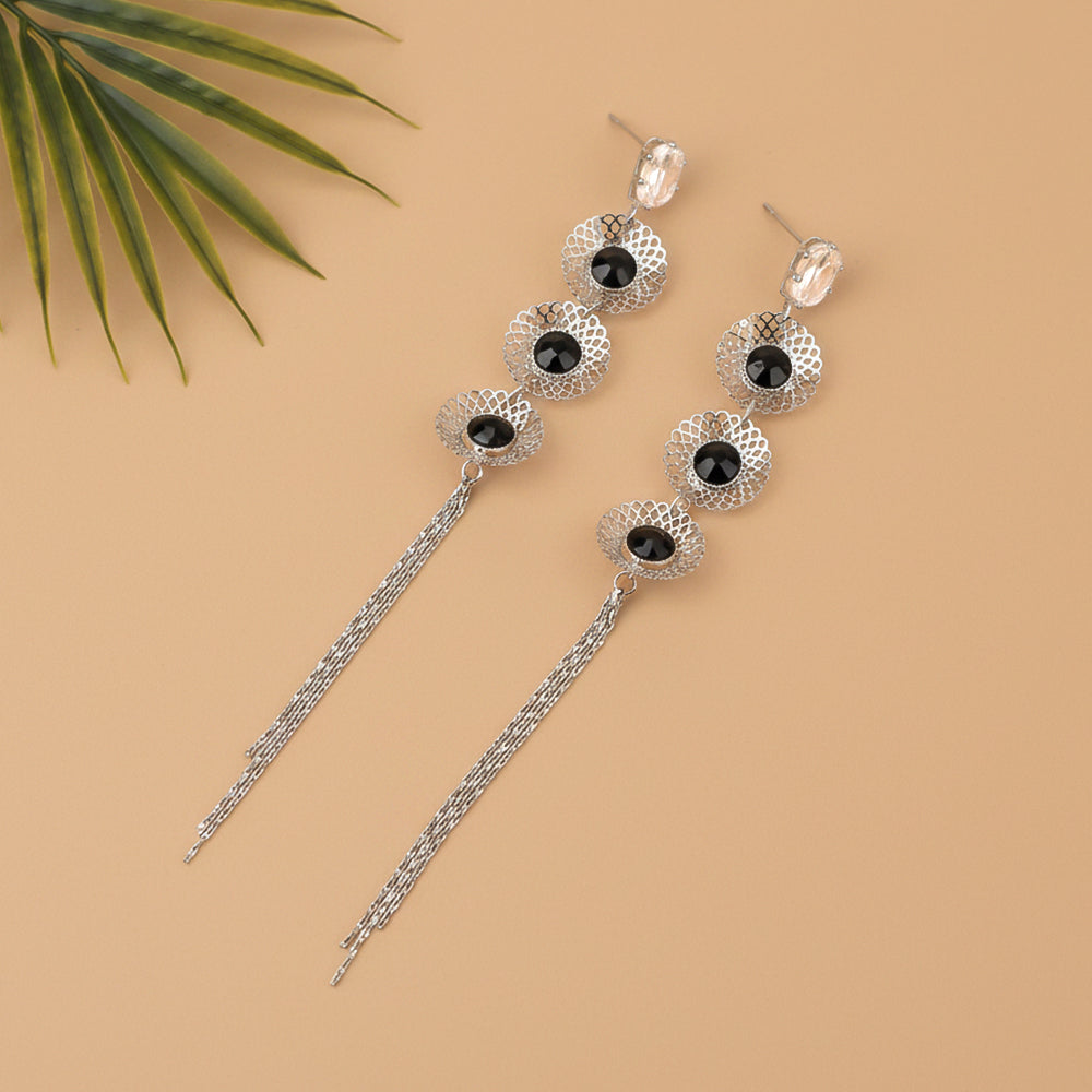 Polish Weave- Stone studded dangler earrings