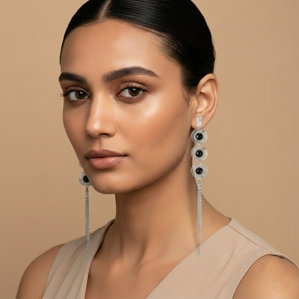 Polish Weave- Stone studded dangler earrings