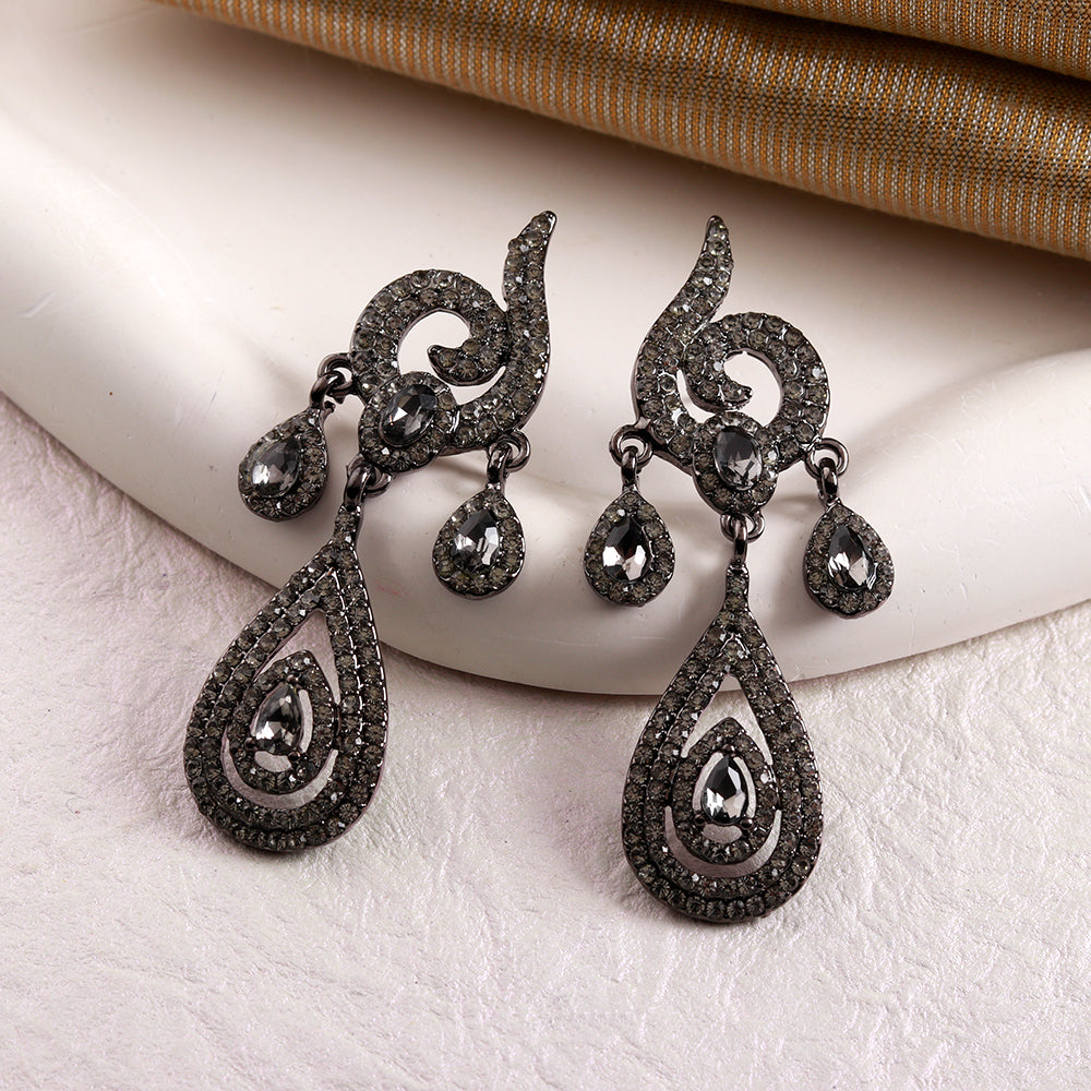 Shine Etch- Stone studded dangler earrings