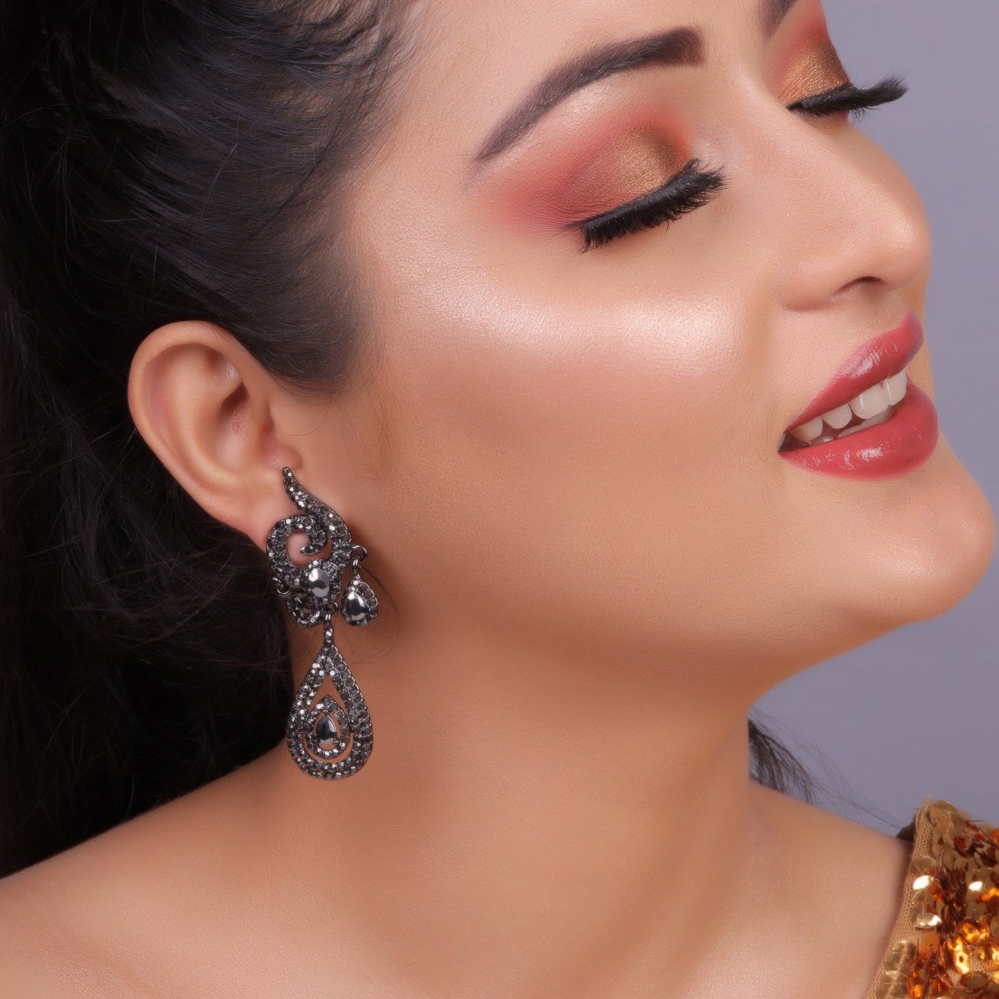 Shine Etch- Stone studded dangler earrings