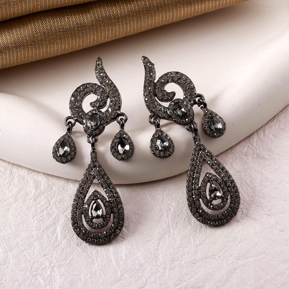 Shine Etch- Stone studded dangler earrings