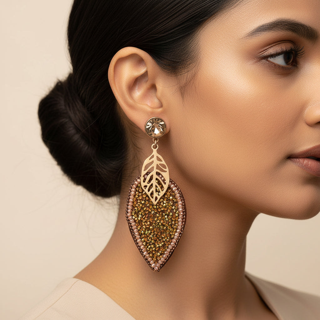 Lustrous Drop- Beaded thread dangler earrings