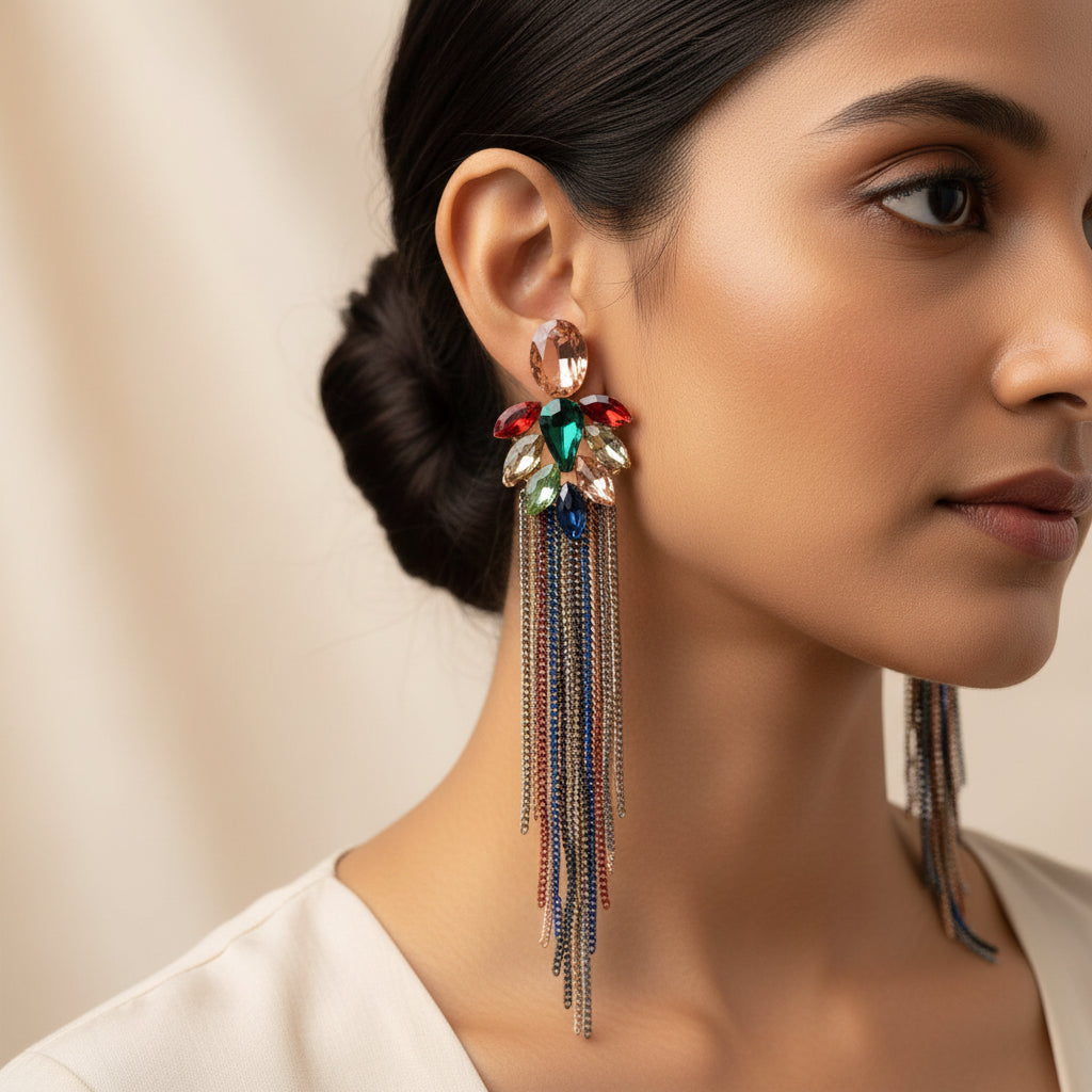 Soul Thread- Beaded thread dangler earrings