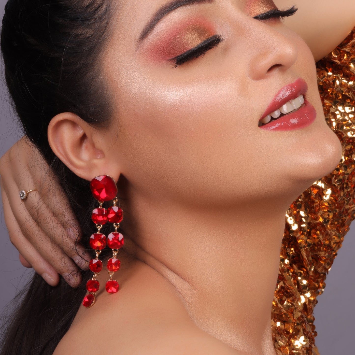 Divine Line- Stone studded dangler earrings