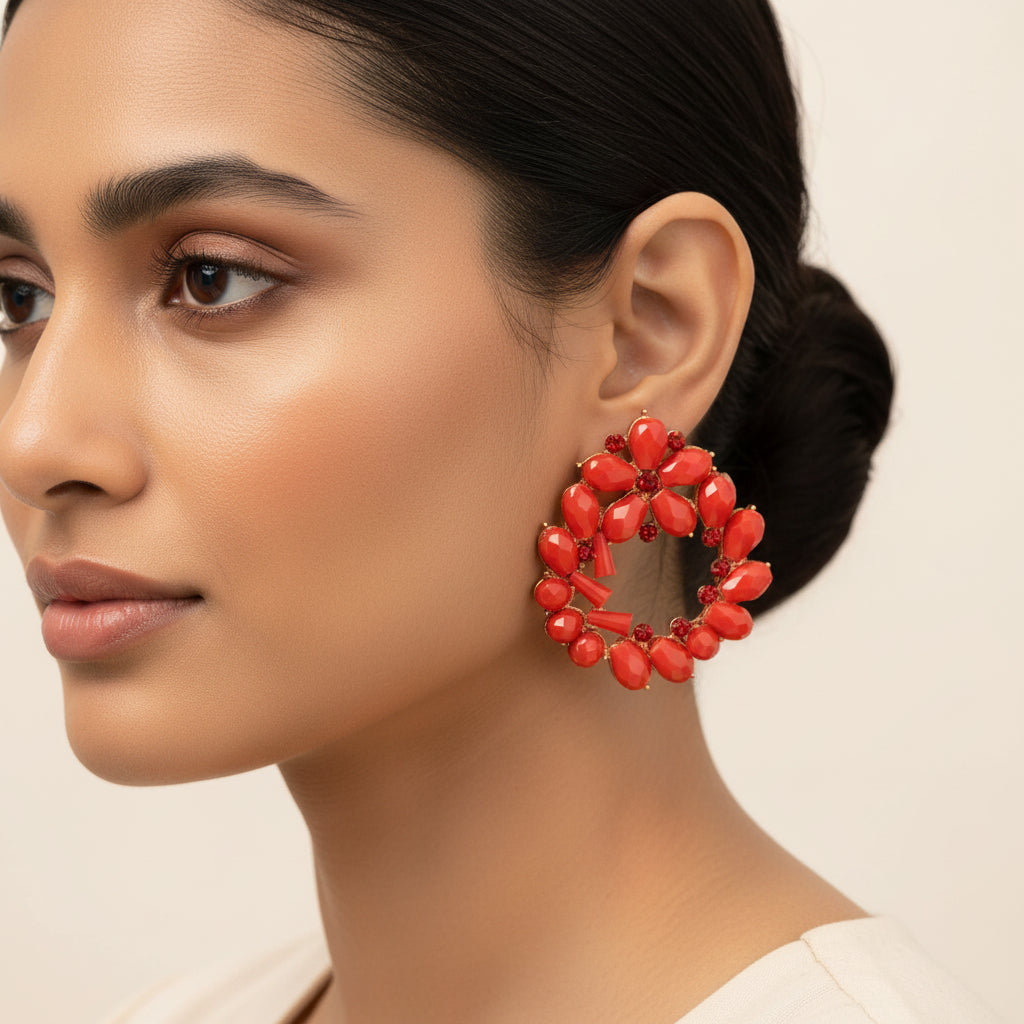 Refined Gleam- Stone studded stud earrings