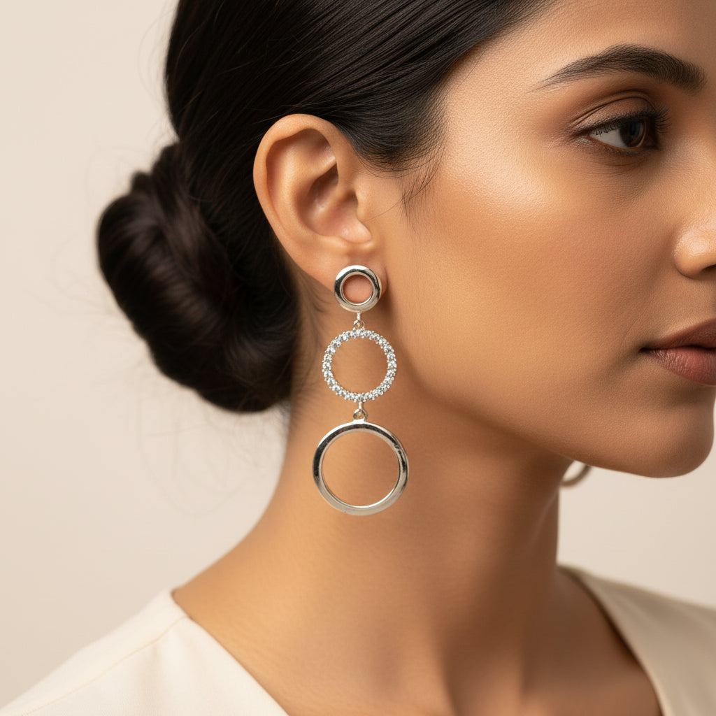 Luna Loop- Stone studded dangler earrings