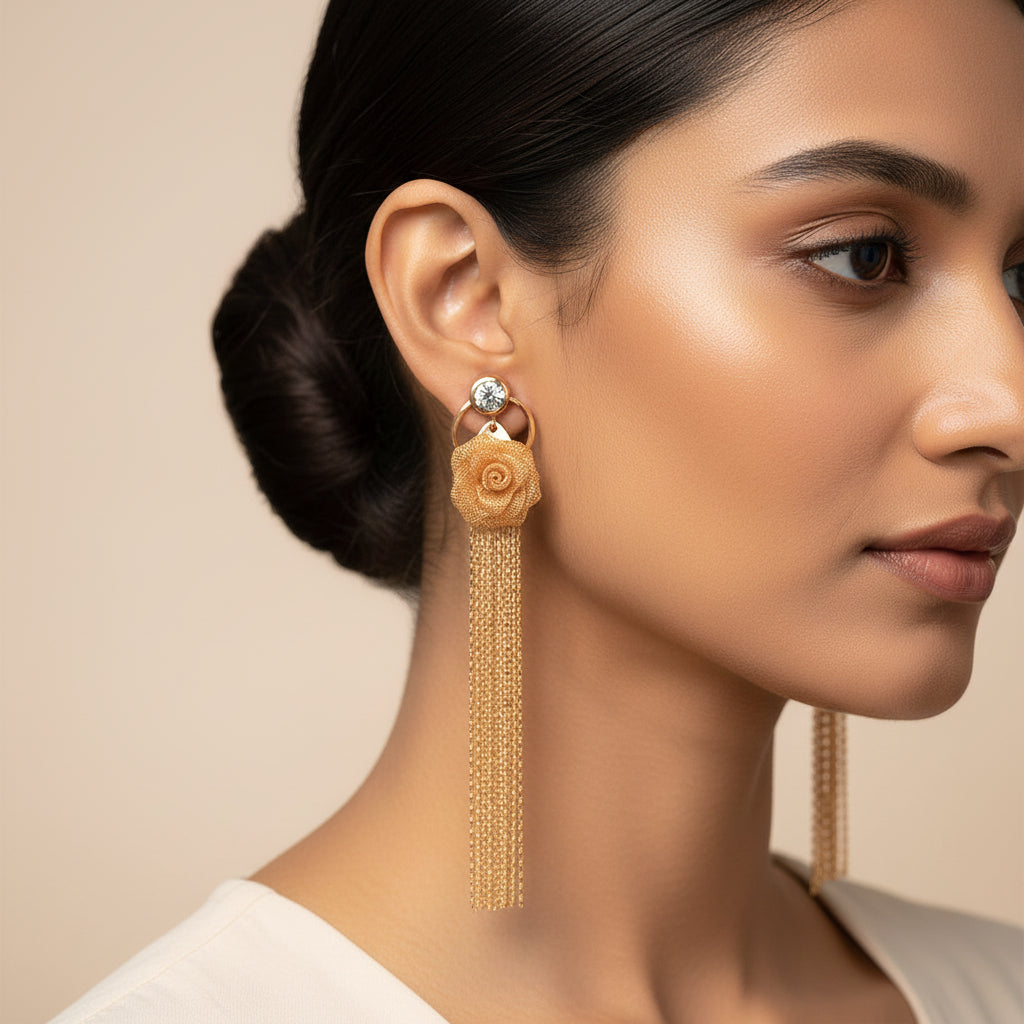 Solar Circle- Stone studded dangler earrings