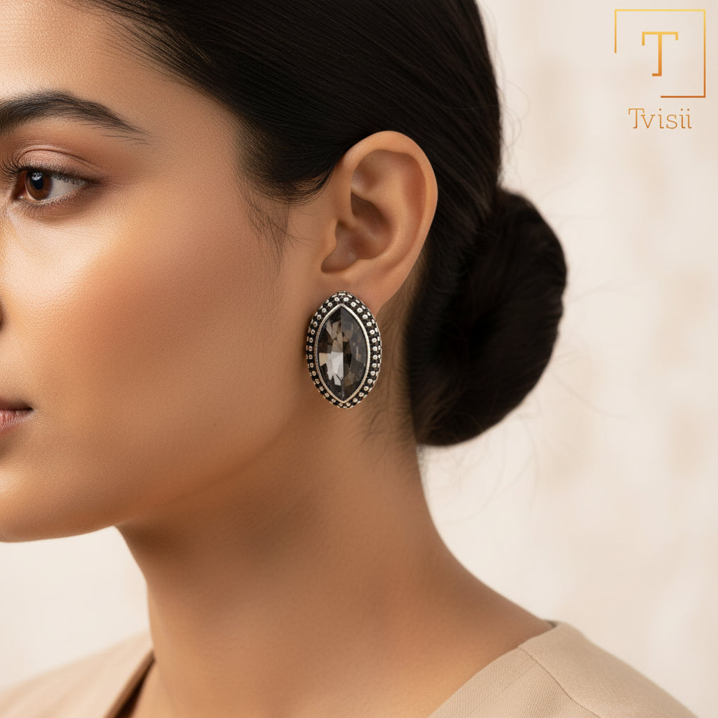 Eclipse- Stone studded stud earrings