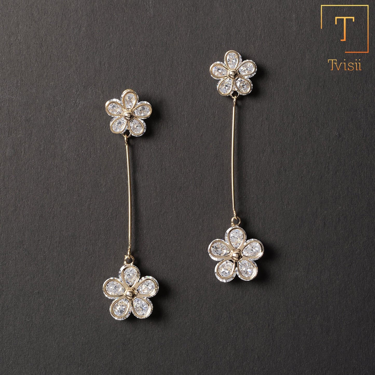Petal Loop- Stone studded dangler earrings
