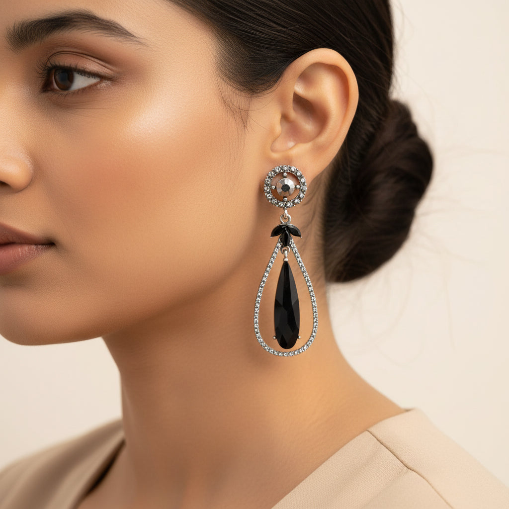 Sunpetal Drop- Stone studded dangler earrings