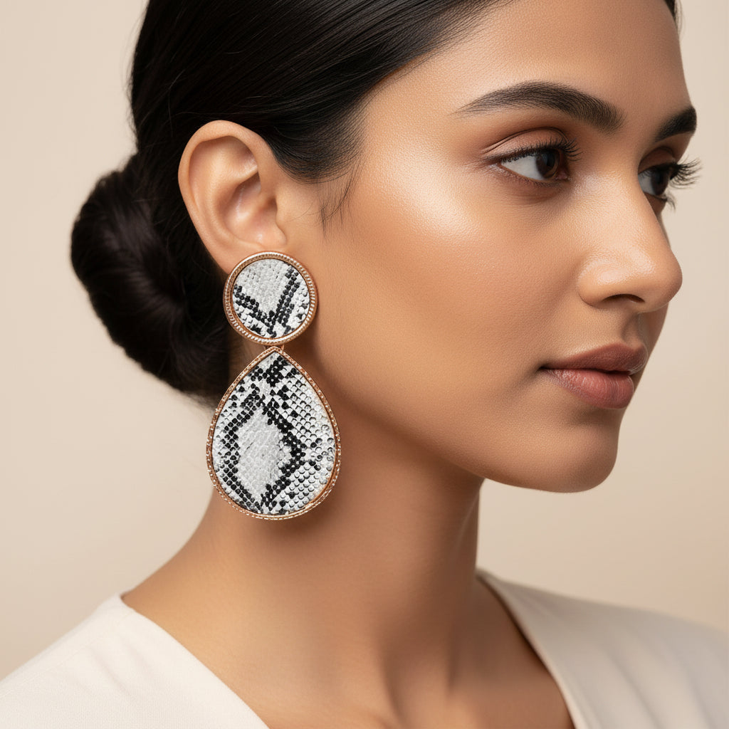 sleek scales- Animal print Dngler earrings