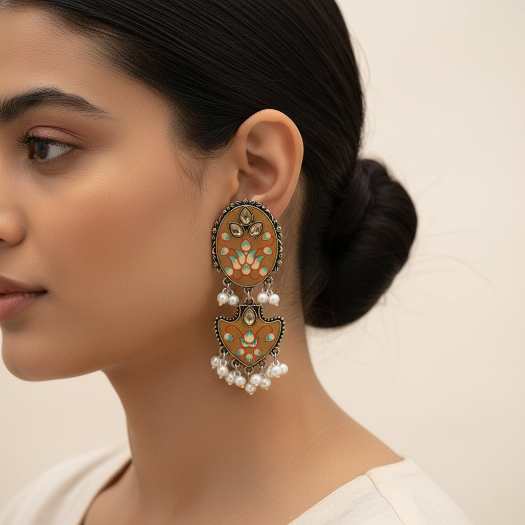 Meena craft- Hand painted Dangler earringfs