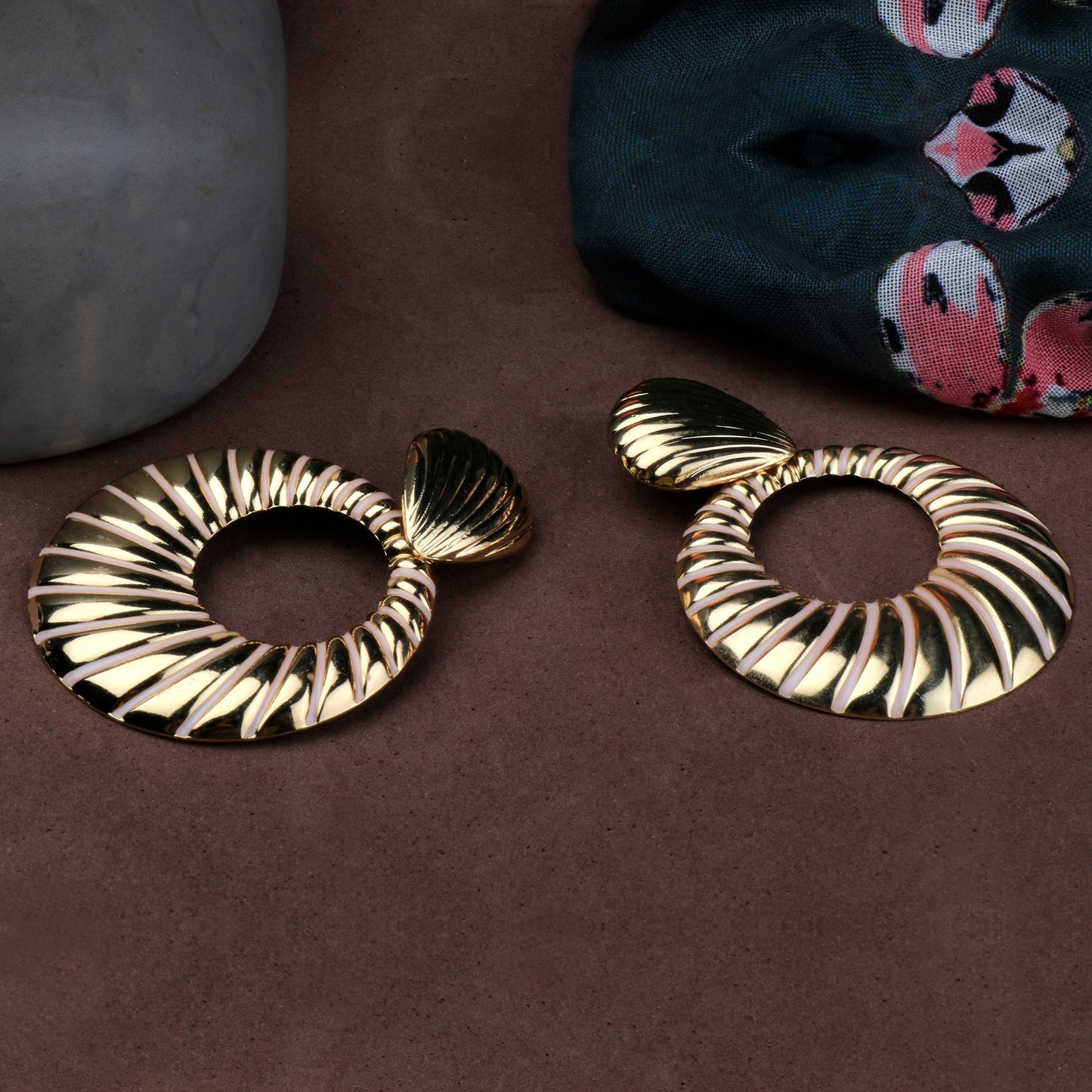 Golden scales- Golden metallic Dangler earrings