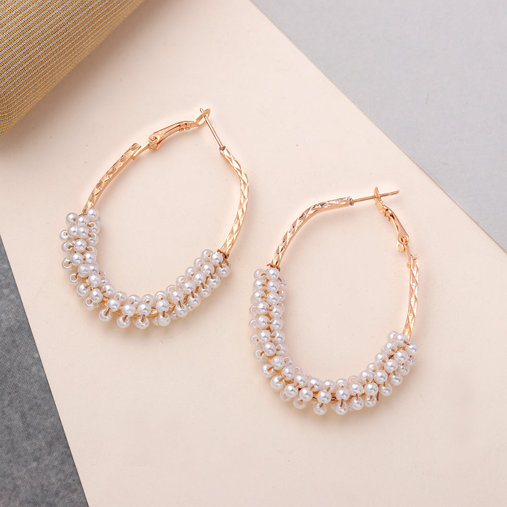 Pearl Power- Pearl framed hoop earrings