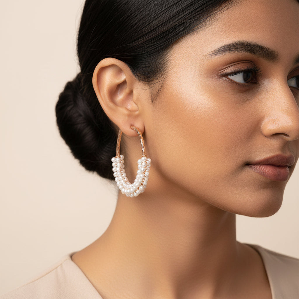 Pearl Power- Pearl framed hoop earrings