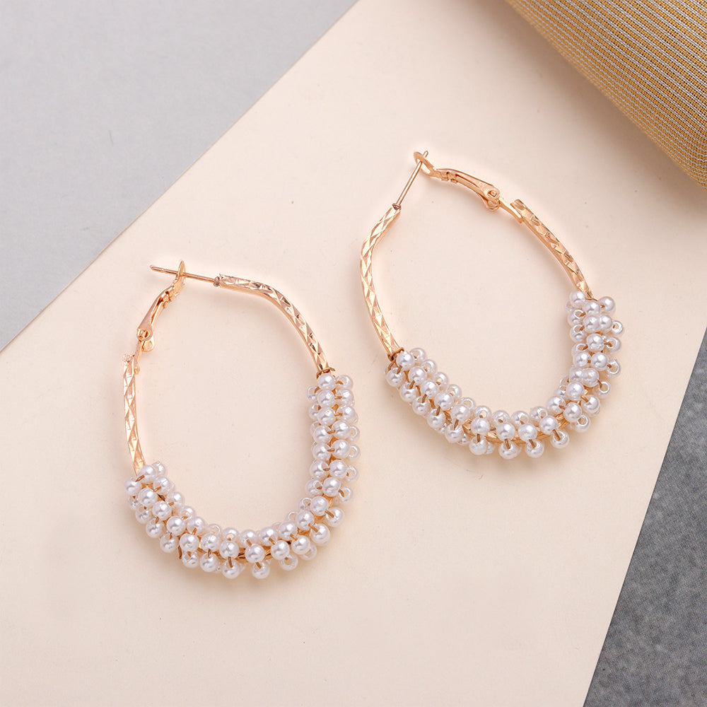 Pearl Power- Pearl framed hoop earrings