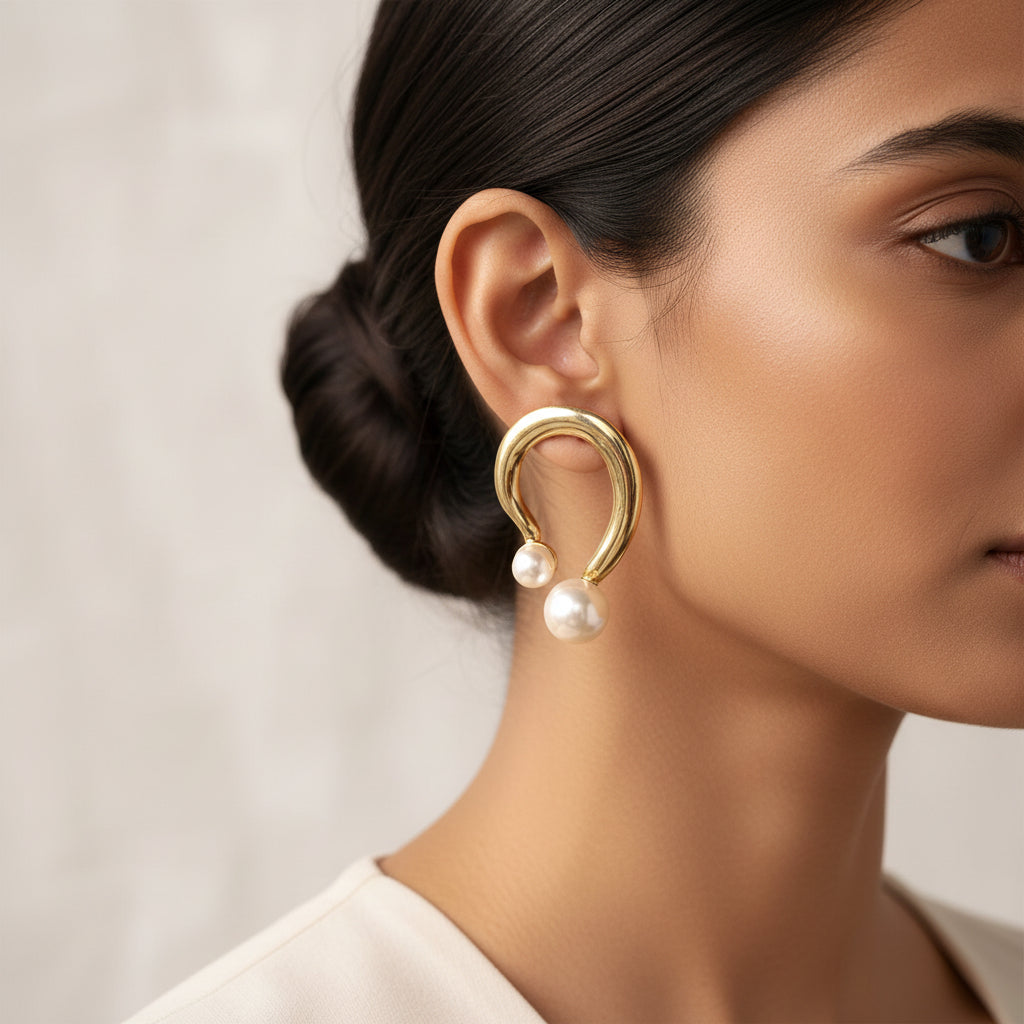 Polish Drop- Pearl studded stud earrings