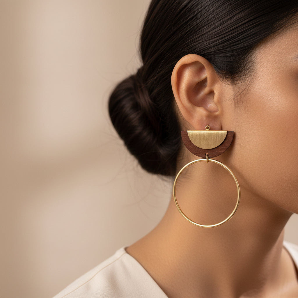 Wow wooden- Wooden dangler earrings