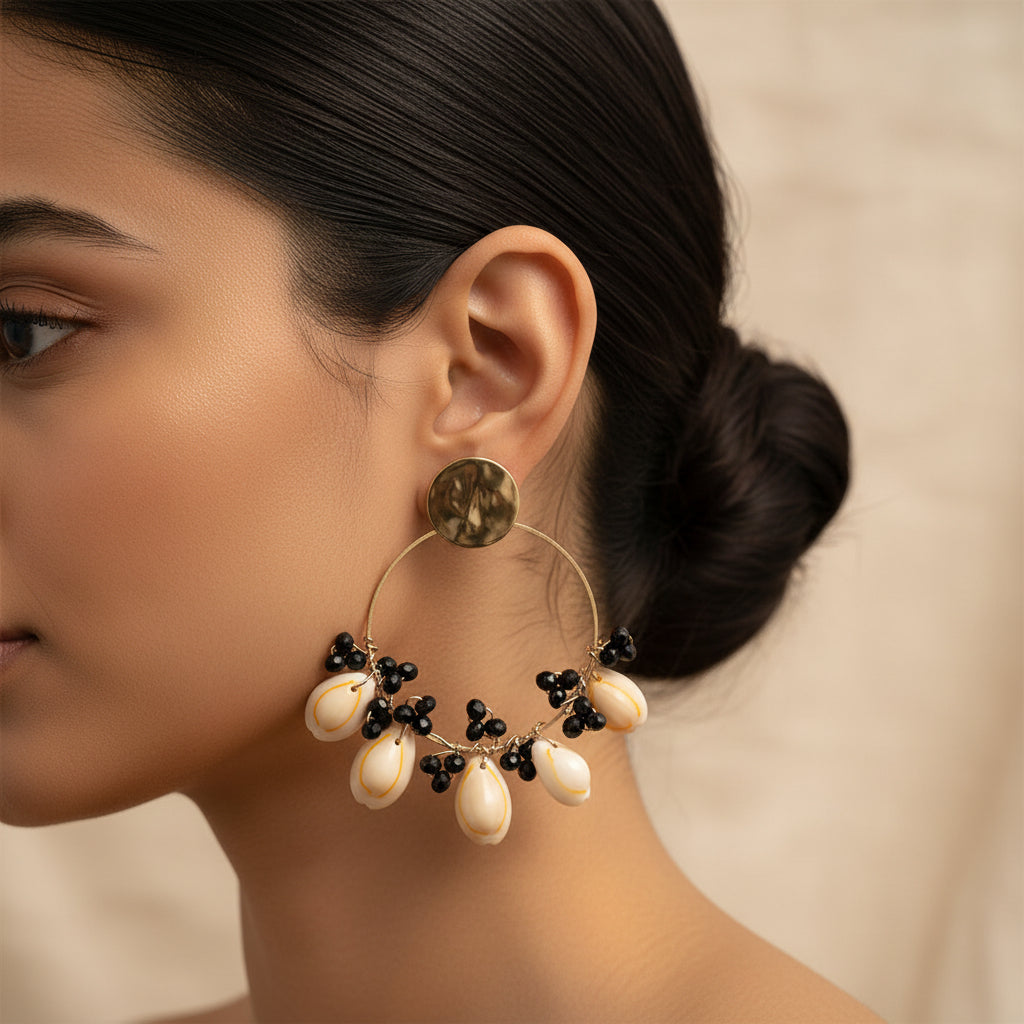 Bare Glow- Hanging pearl dangler earrings