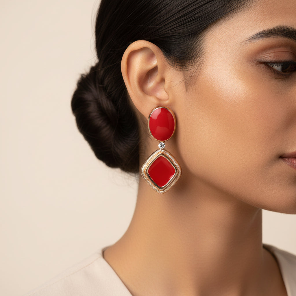 Pop Beam- Vibrant rhombus dangler earrings