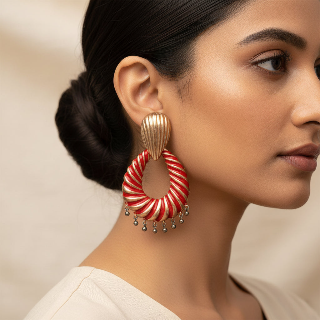Bright Bloom- Striped Dangler Earrings