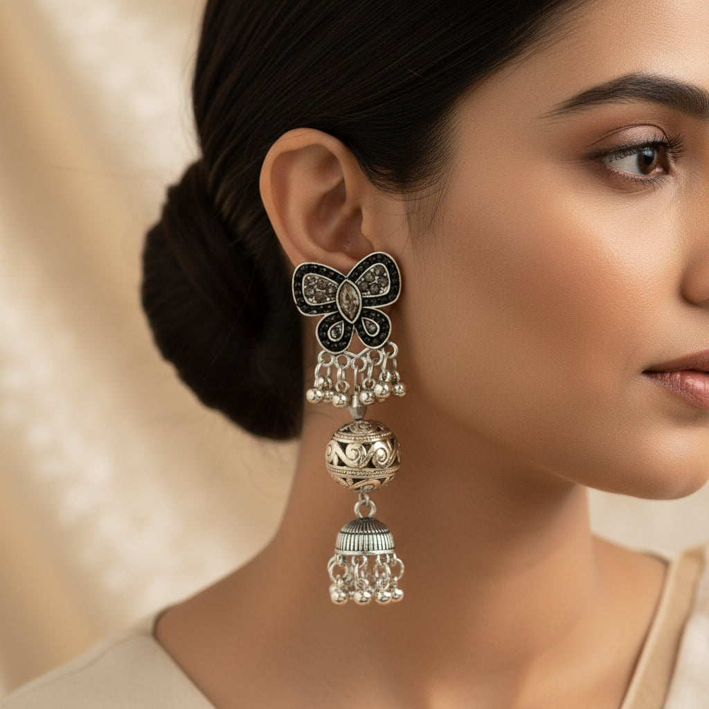 Beauty Butterfly- ghunghroo hanging jhumki earrings