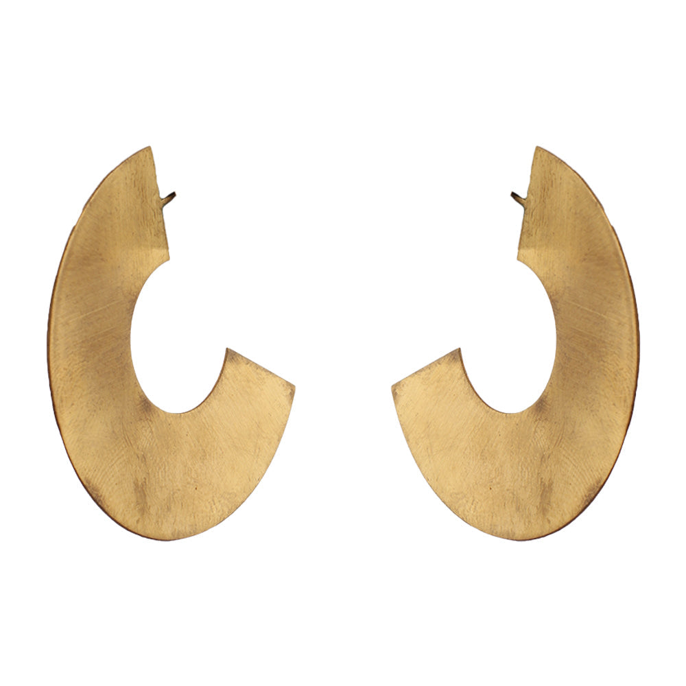 Golden Crescent- Golden Stud Earrings