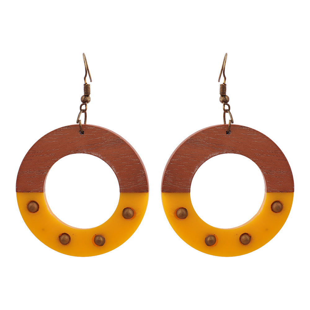 Lava Arc- Wooden Dangler Earrings