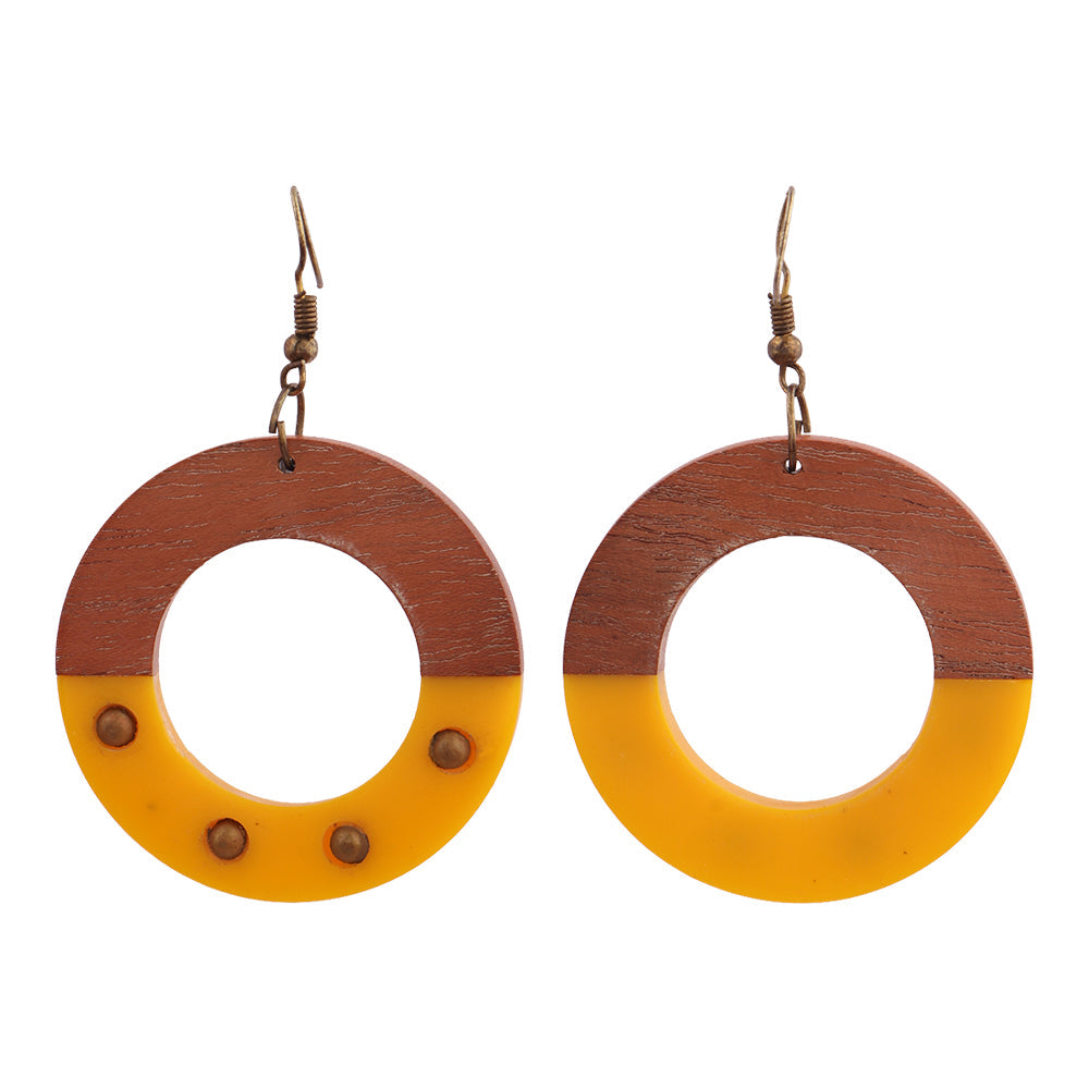Lava Arc- Wooden Dangler Earrings