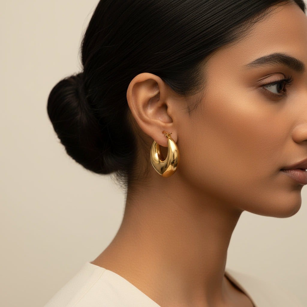 Drop Glow- Golden Hoop Earrings