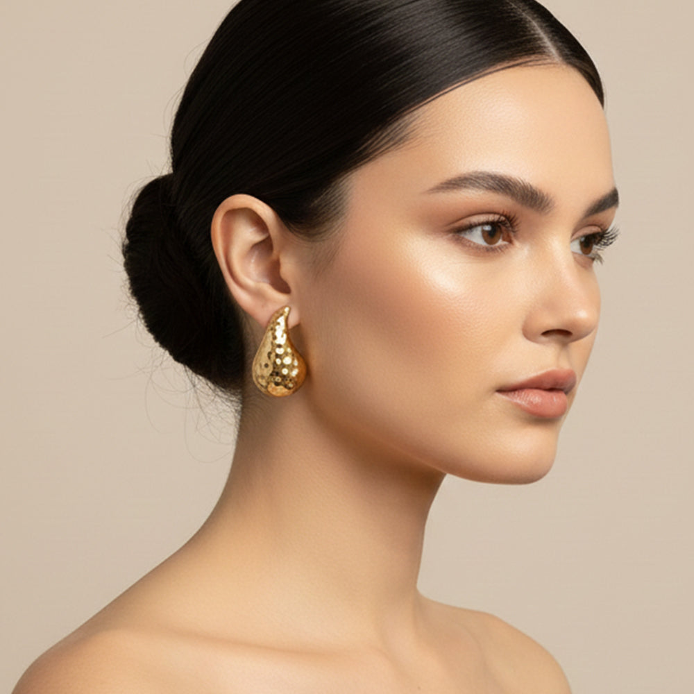 Fluid Form- Golden Stud Earrings
