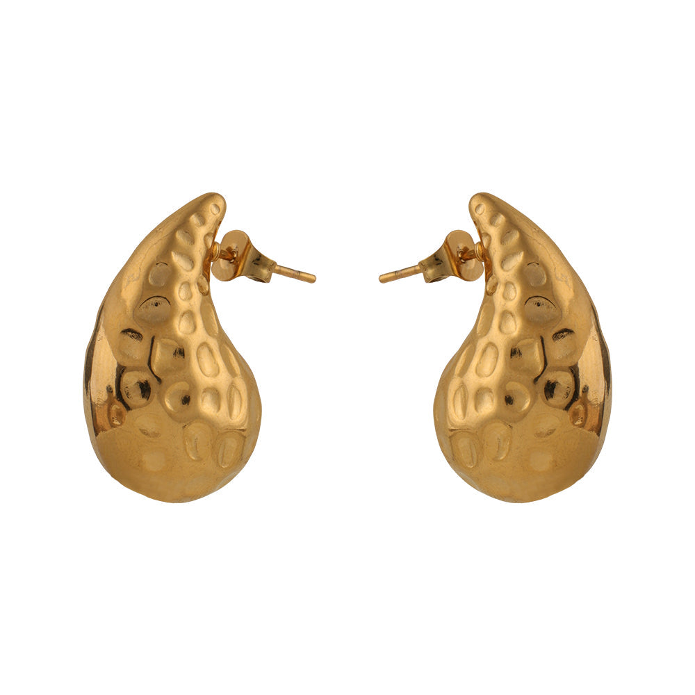 Fluid Form- Golden Stud Earrings