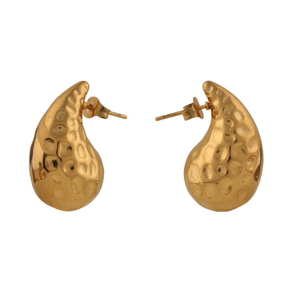 Fluid Form- Golden Stud Earrings