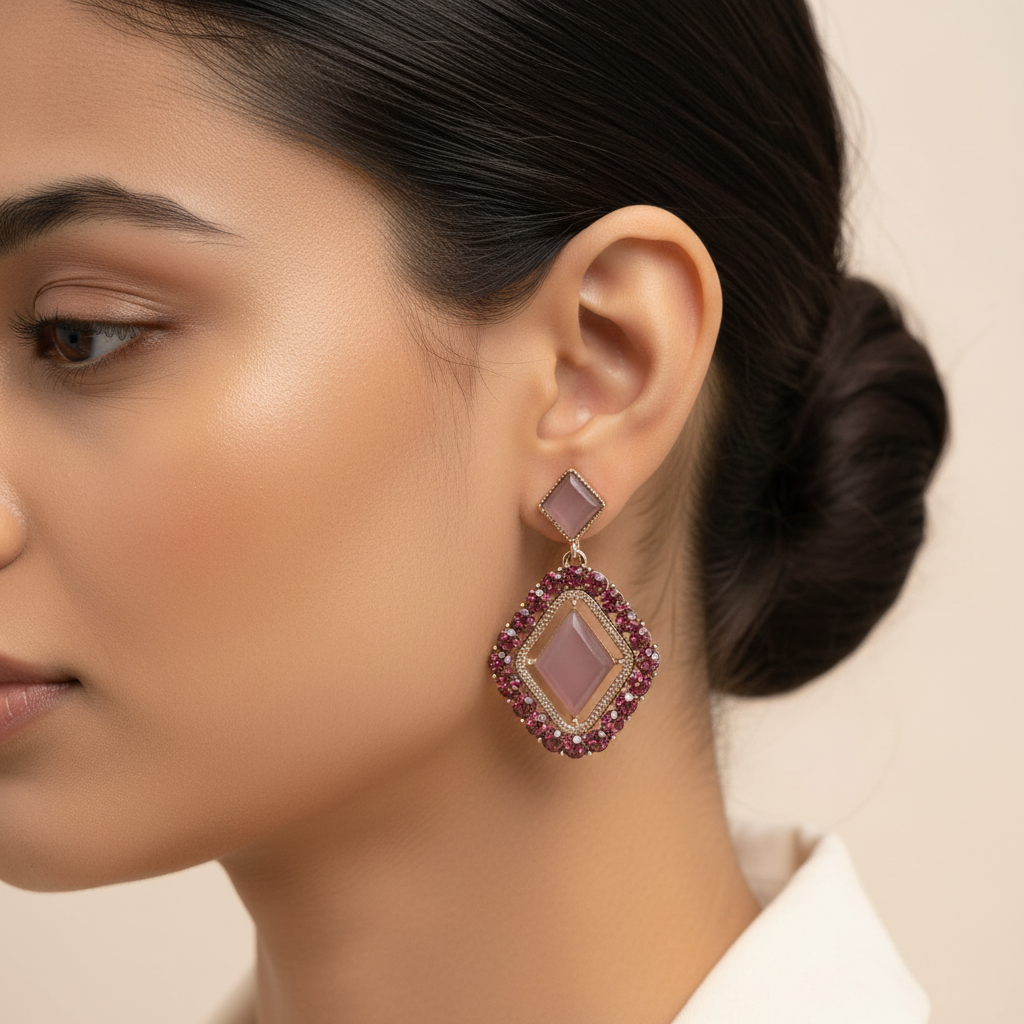 Frame flair- Bead Framed Dangler Earrings