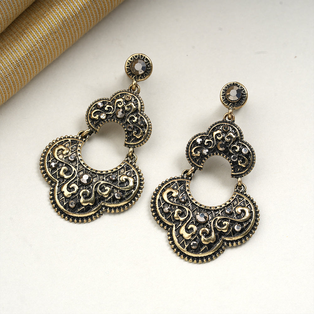 Earth Thread- Swirly patterned Dangler Earrings