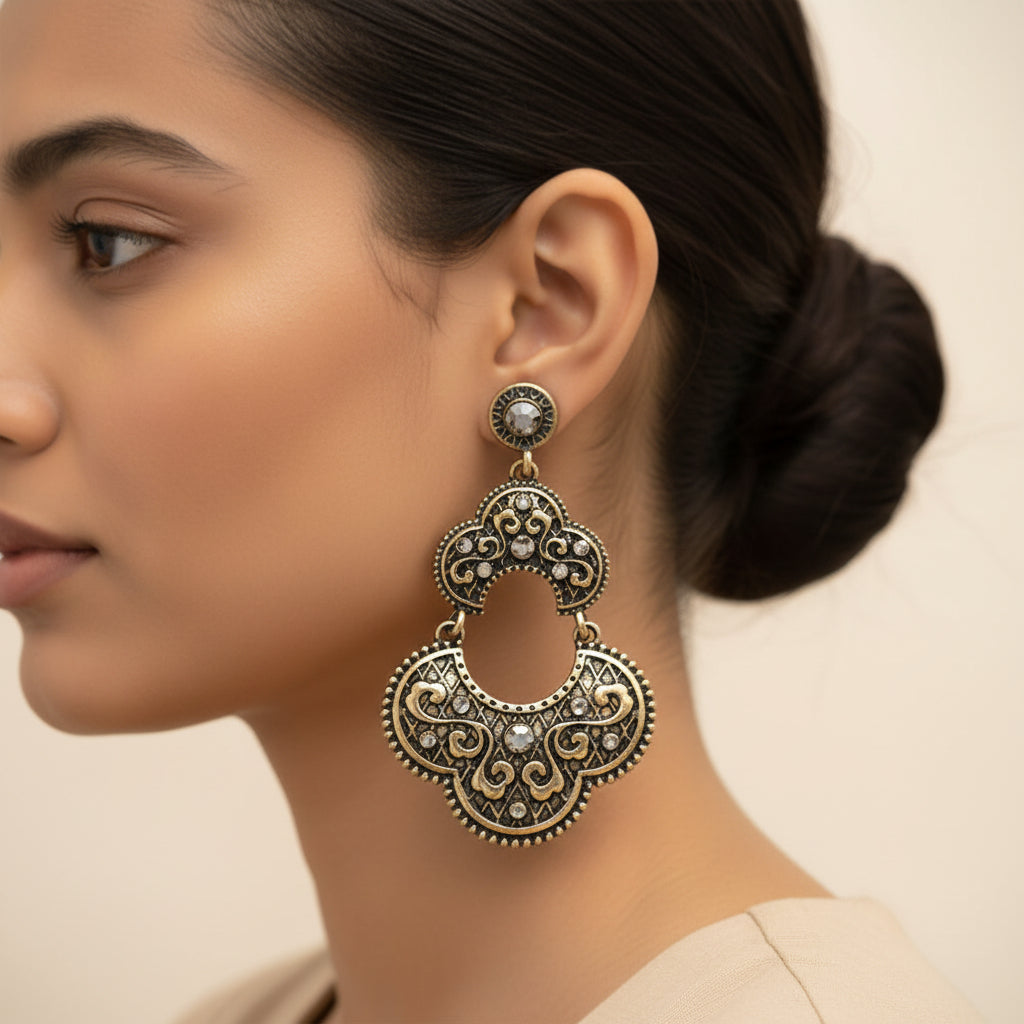 Earth Thread- Swirly patterned Dangler Earrings