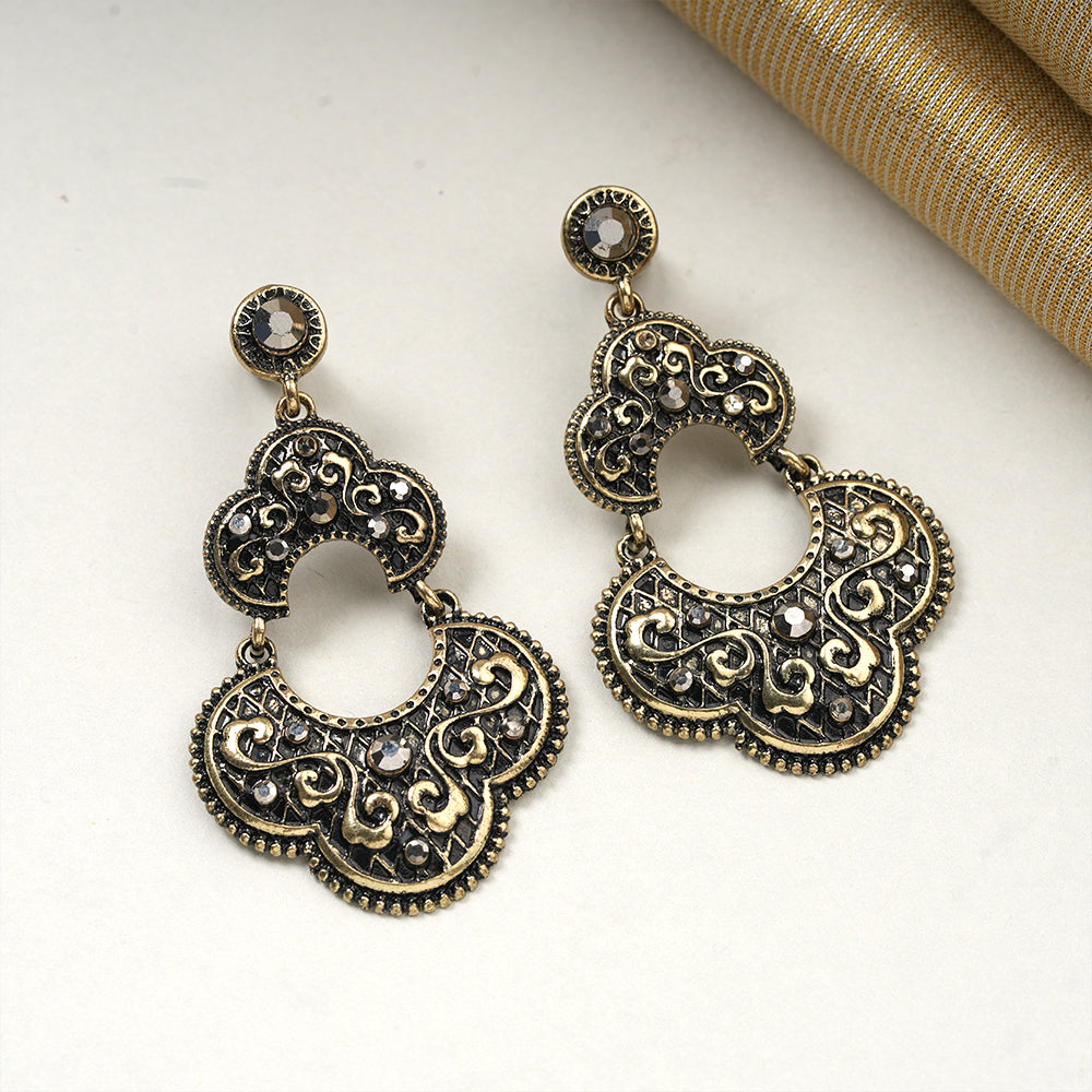 Earth Thread- Swirly patterned Dangler Earrings