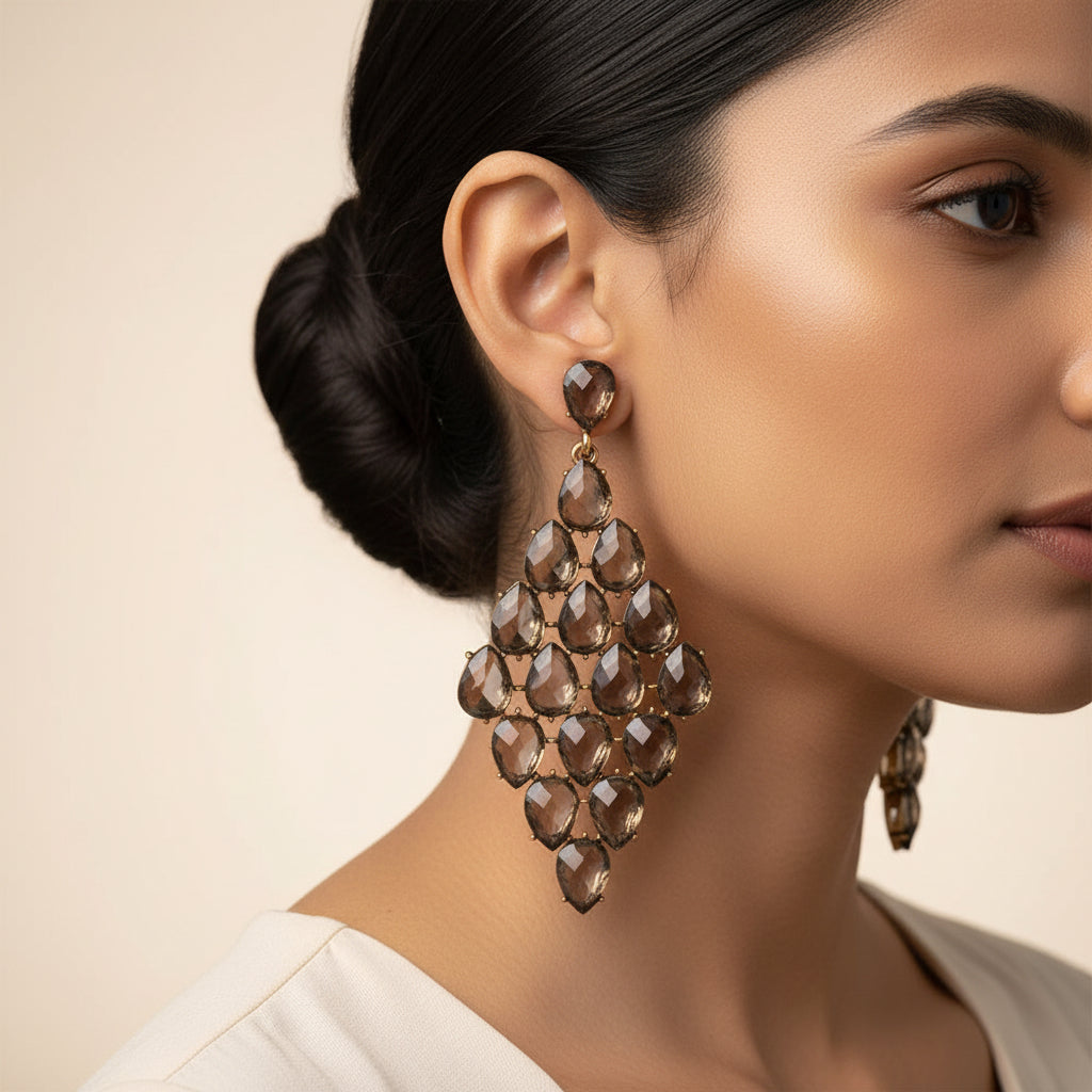 Bubble Beads- Bead Rhombus Dangler Earrings