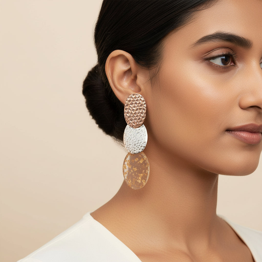 Art Pop- Oval Layered Dangler Earrings