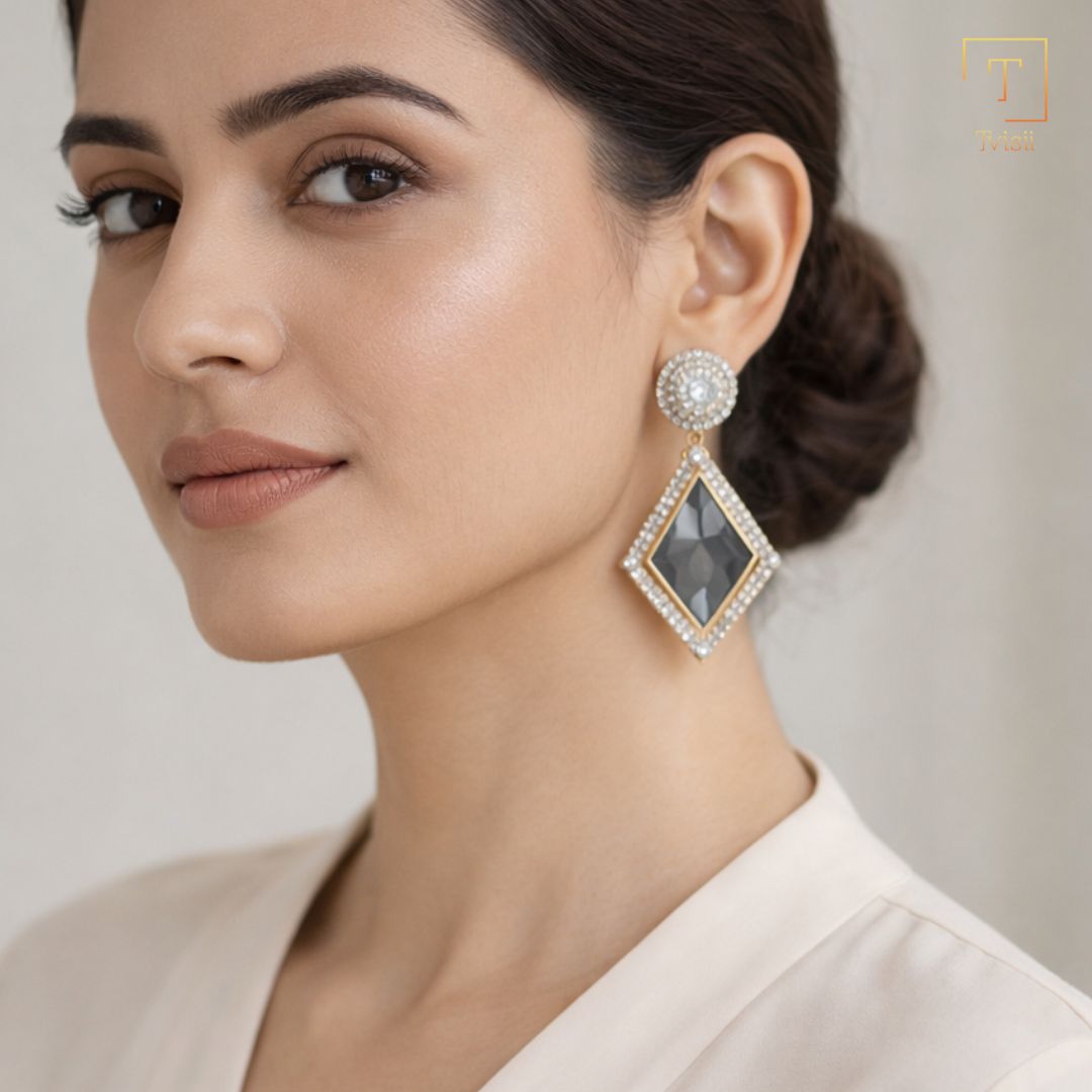 Prism Flow- Stone studded stud earrings